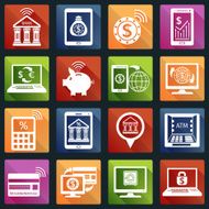 Mobile banking icons white