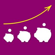 Icons of money-boxes and arrow up N2