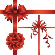 Red bows with ribbons