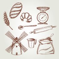 Set of vintage bakery icons N3