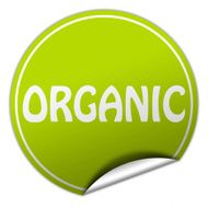 organic round green sticker on white background