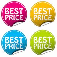 Best price round stickers set on white background