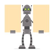Robot holding blank posters