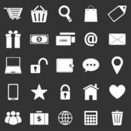 Ecommerce icons on black background