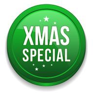 Green round christmas special button