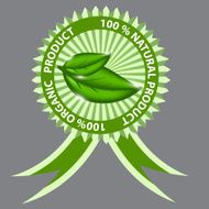 100 natural green label isolated on gray vector illustration N2
