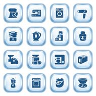 Home appliances web icons on glossy buttons Set 2