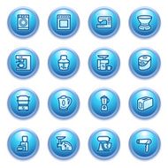 Home appliances icons on blue buttons set 2