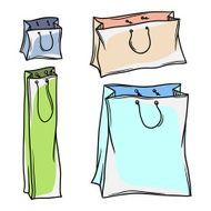 Set of colored vector paper shopping bags N2