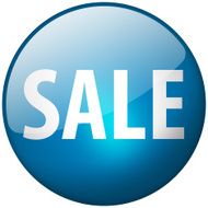Sale Round Blue Glass Shiny Button