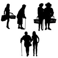 Vector silhouette of old people N40