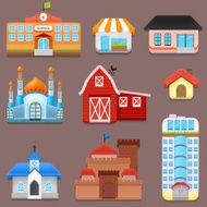3D Vector Collection of City and Town Building