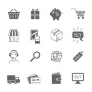 Shopping e-commerce icons set black