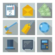 Set of 9 financial investment square icons N2