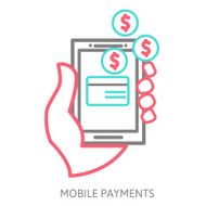 line design illustration in modern stylish processing of mobile payments N5