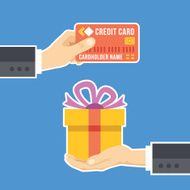 Hand with credit card and hand gift