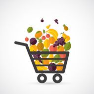 Shopping cart with fruits