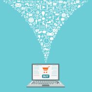 Flat design illustration with icons Internet shopping