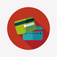 credit card flat icon with long shadow N27