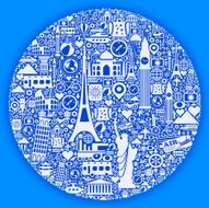 Travel and Vacations Round Pattern N2