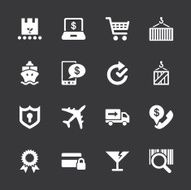 Online Shopping and Shipping Icons - White Series