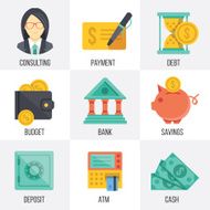 Vector banking and finance icons set Set 3