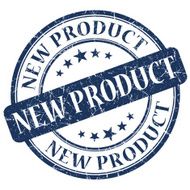 new product round blue stamp