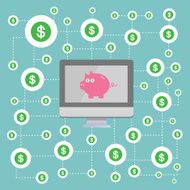 piggy bank saving in computer