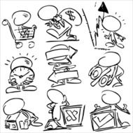 faceless character with icons
