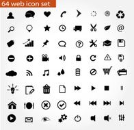 64 universal web icon set vector