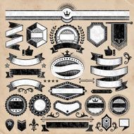 Custom Blank Collection Black &amp; White Banners Badges and Symbols