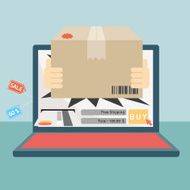 messenger sent item on online shopping concept and fast delivery