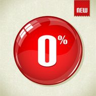 Big red glossy button with 0