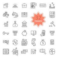 Thin Line Icons of Finance