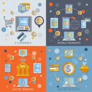 Mobile banking icons flat N2