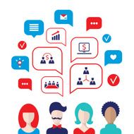 Social network concept People avatars speech bubbles business icons