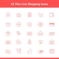 Set of Thin Line Stroke Shopping Icons