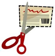 Save Money Scissors Cutting Out A Coupon Retro Cartoon Style
