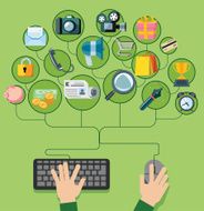Flat design vector illustration icons set