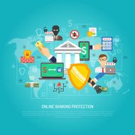Online internet banking protection concept poster