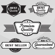 Black and white Vintage premium quality labels set Vector elements N3