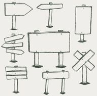 Doodle Wood Signs And Direction Arrows N2