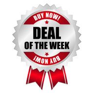 Red silver great deal badge with ribbon