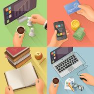 Workplace set vector background flat design N2