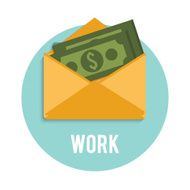 Money dollar bills in an open envelope