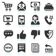 Retail black and white vector illustration icons