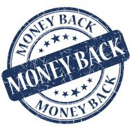 money back blue round stamp