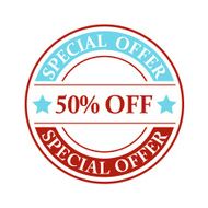Round Icon Declaring &#039;Special Offer&#039; and &#039;50 Off&#039;