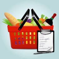 Shopping basket with foods