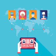 Hands holding tablet with web icons Social network Communication concept N2